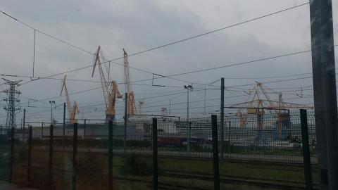 Forêt de grues du port de commerce de Brest